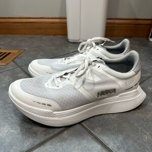 Hoka White and Gray Athletic Sneakers